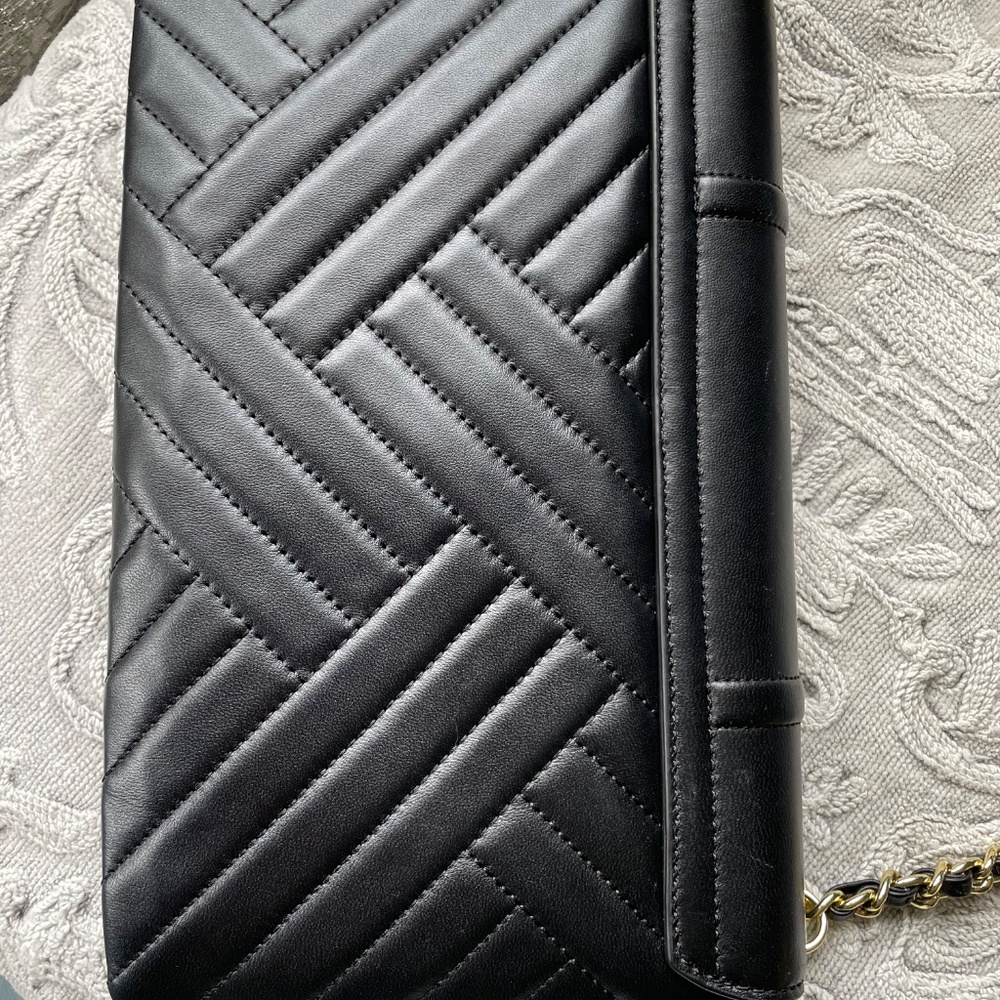 NWT Tory Burch Black Leather Alexa clutch handbag Retail $475 - Picture 4 of 12